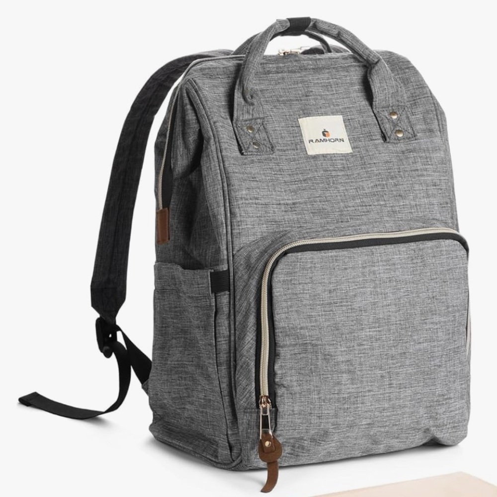 RAMHORN Diaper Bag Backpack Multifunction Waterproof Travel Back Pack Gray EUC